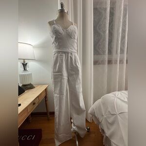 Fashion Nova White Strapless Jumpsuit, Denim w/ a Little Stretch. Large. EUC